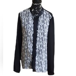 T Tahari Black And White Sheer Panelled Shirt